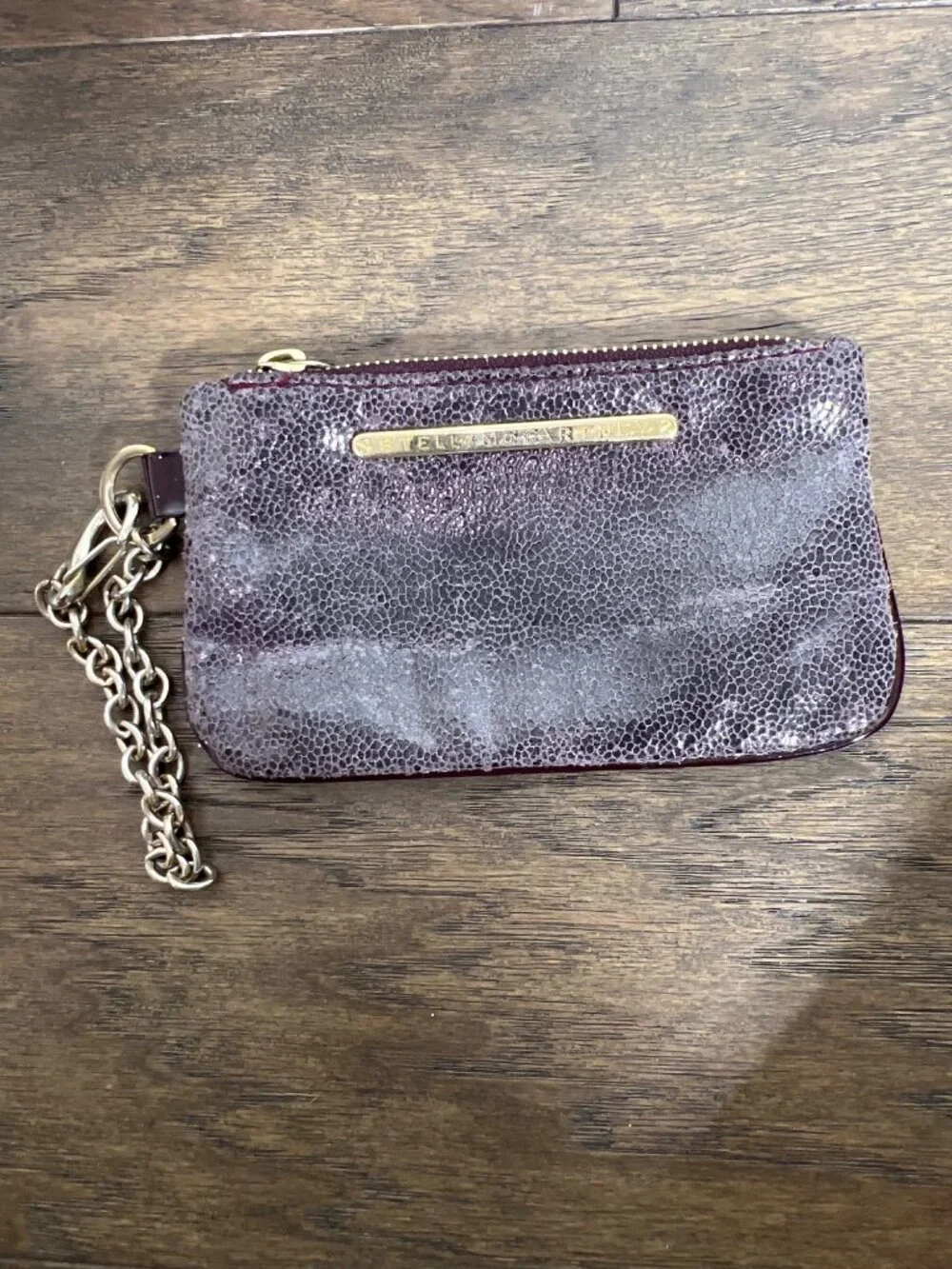 STELLA MCCARTNEY Double Handle Distressed Vegan Leather Satchel Glossy Plum OS